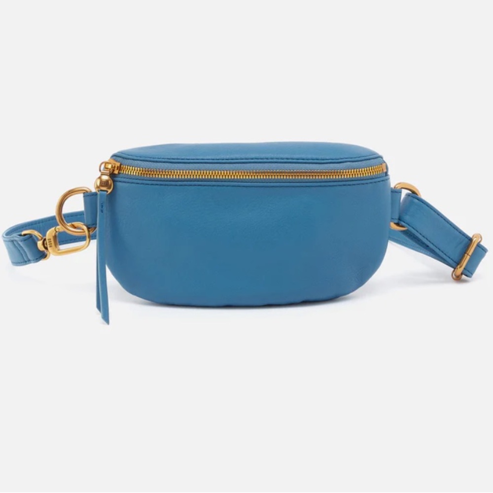 NEW HOBO Leather Adjustable Fern Belt/Crossbody Bag In Dusty Blue - Picture 4 of 13
